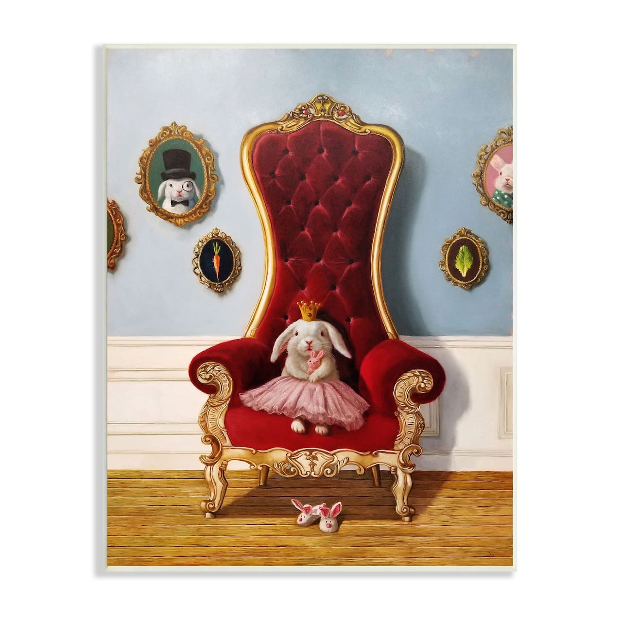 Stupell Industries Princess Rabbit Royal Heir Red Throne Funny Animal Wall Plaque